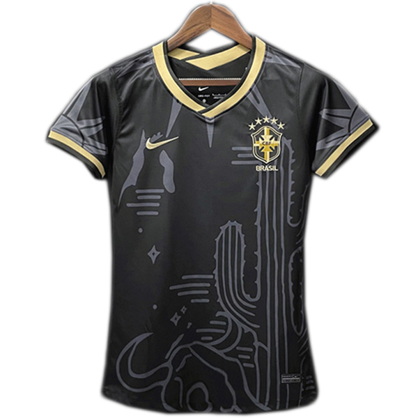 Brazil female jersey women's black soccer uniform sports football kit tops shirt 2022